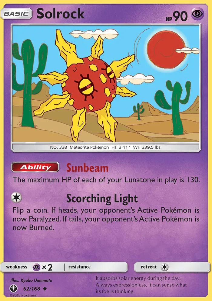 Solrock Uncommon Pokemon card #62 from Celestial Storm