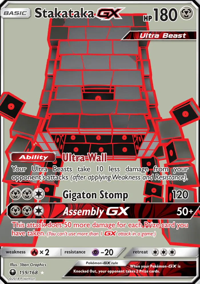 Stakataka GX Ultra Rare Pokemon card #159 from Celestial Storm