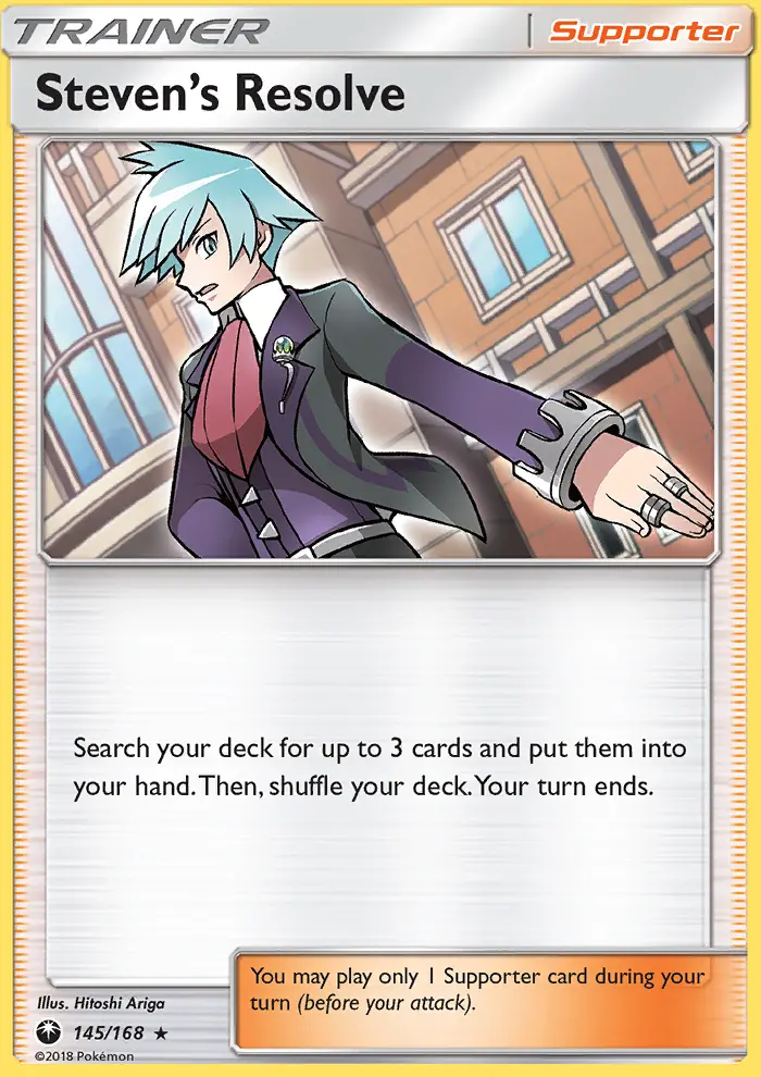 Steven’s Resolve Rare Pokemon card #145 from Celestial Storm