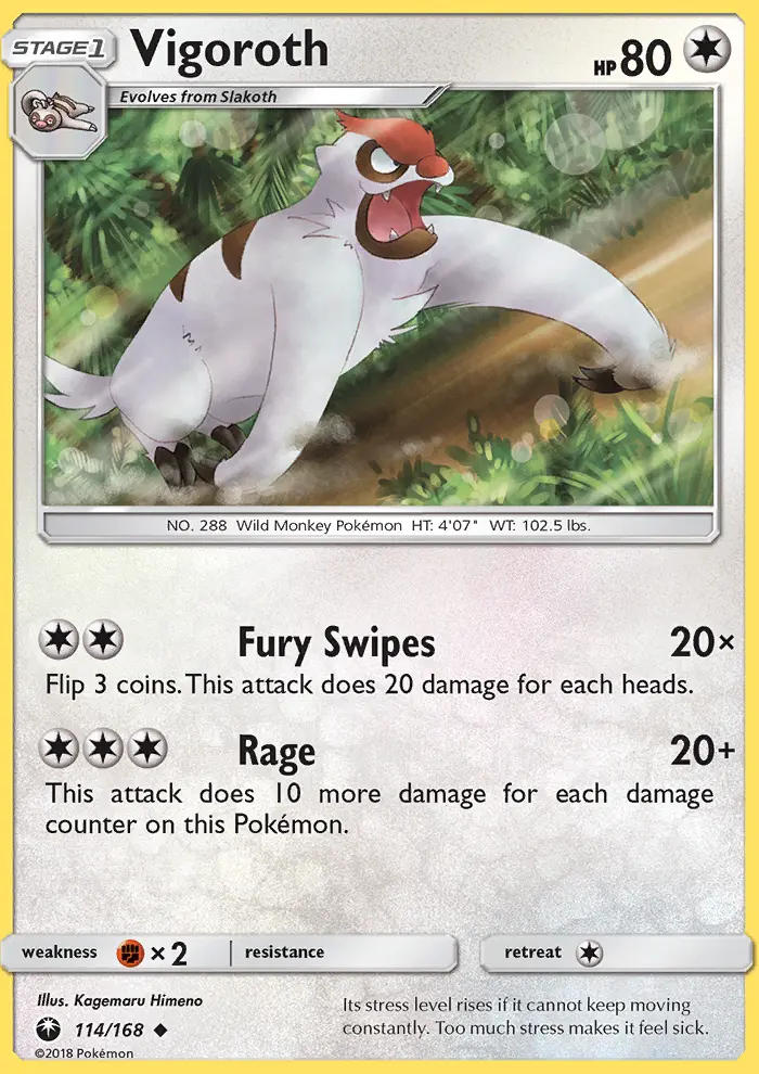 Vigoroth Uncommon Pokemon card #114 from Celestial Storm