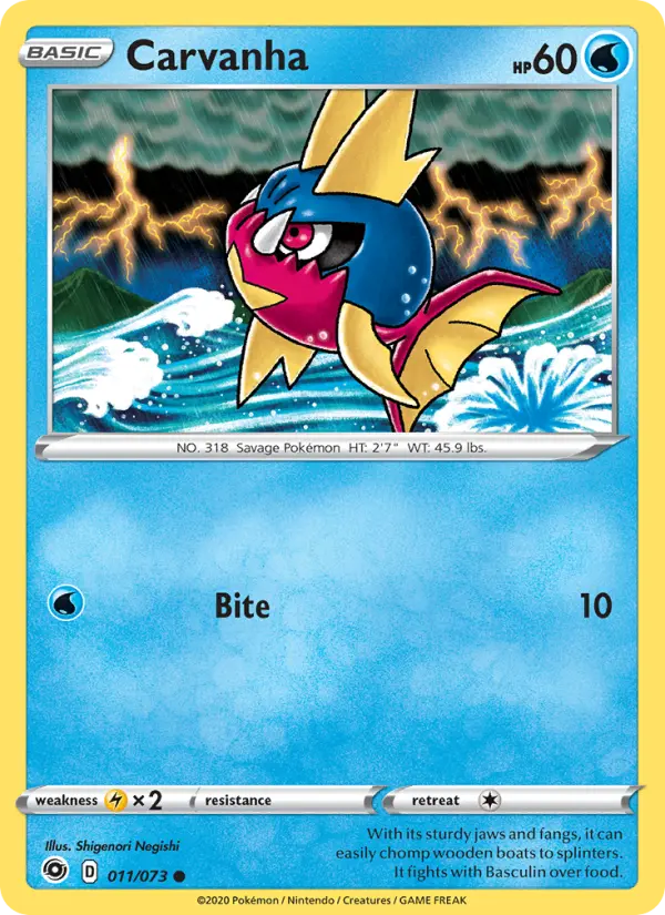 Carvanha Common Pokemon card #11 from Champion's Path