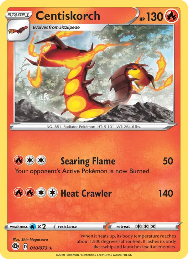 Centiskorch Holo Rare Pokemon card #10 from Champion's Path