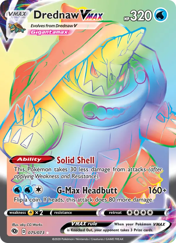 Drednaw VMAX Secret Rare Pokemon card #75 from Champion's Path