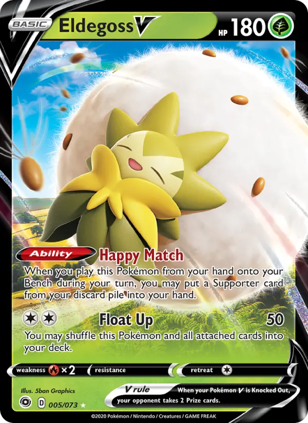 Eldegoss V Holo Rare V Pokemon card #5 from Champion's Path