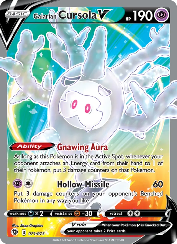 Galarian Cursola V Ultra Rare Pokemon card #71 from Champion's Path