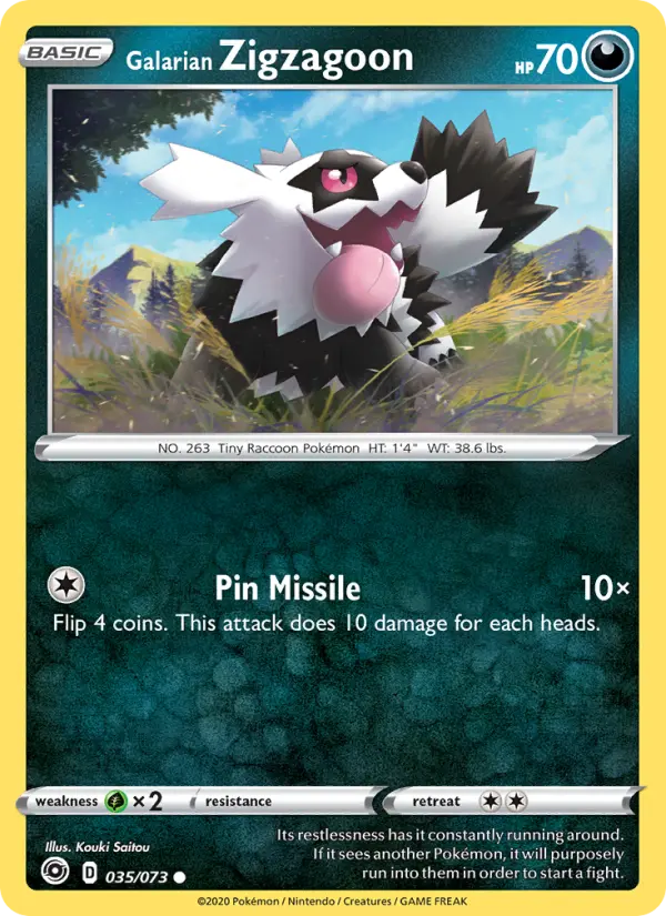 Galarian Zigzagoon Common Pokemon card #35 from Champion's Path