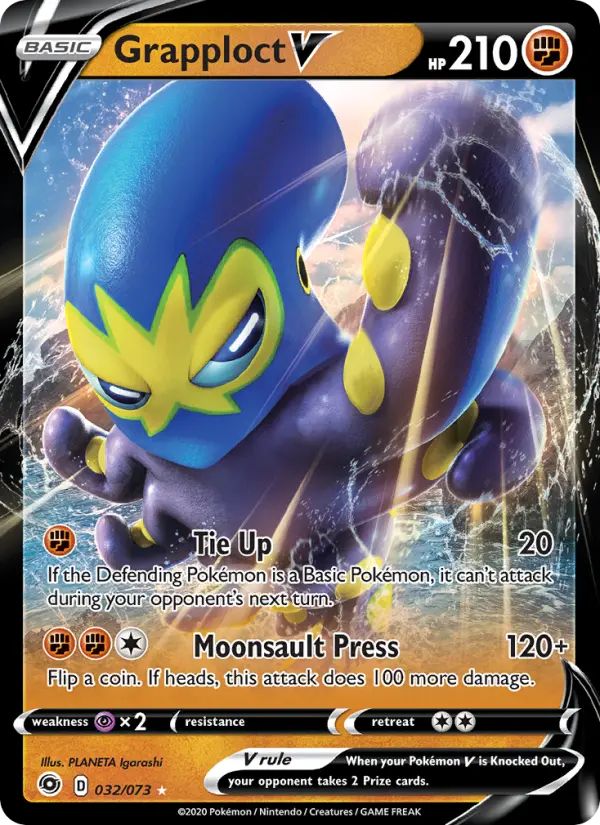 Grapploct V Holo Rare V Pokemon card #32 from Champion's Path