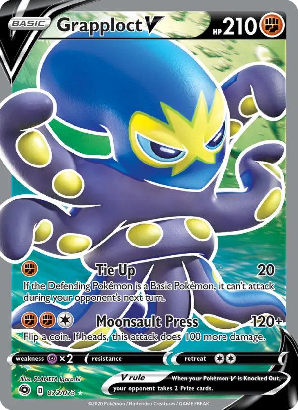 Grapploct V Ultra Rare Pokemon card #72 from Champion's Path