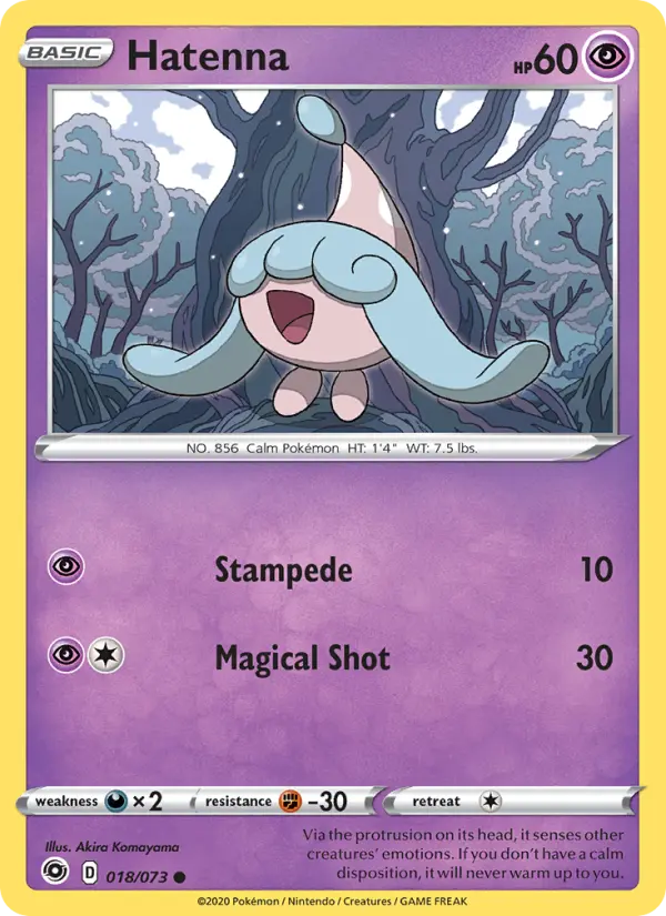 Hatenna Common Pokemon card #18 from Champion's Path