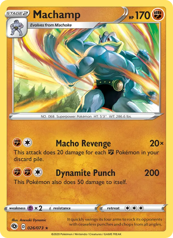 Machamp Holo Rare Pokemon card #26 from Champion's Path
