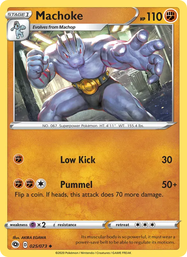 Machoke Uncommon Pokemon card #25 from Champion's Path