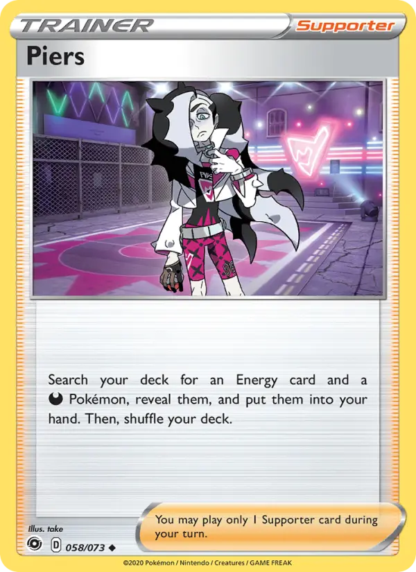 Piers Uncommon Pokemon card #58 from Champion's Path