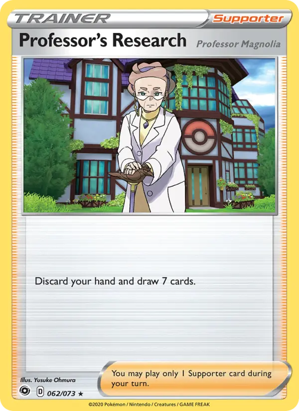 Professor's Research (Professor Magnolia) Holo Rare Pokemon card #62 from Champion's Path