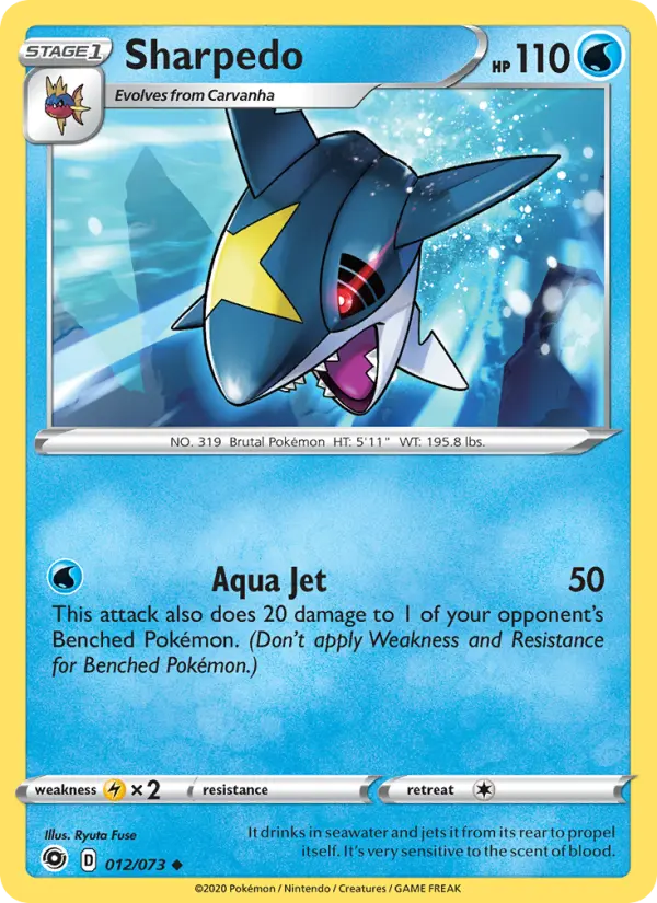 Sharpedo Uncommon Pokemon card #12 from Champion's Path