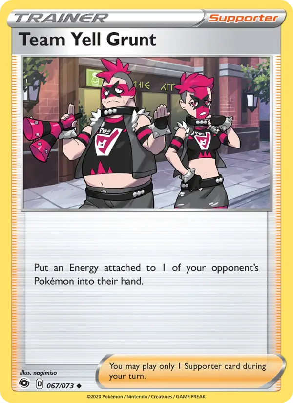 Team Yell Grunt Uncommon Pokemon card #67 from Champion's Path