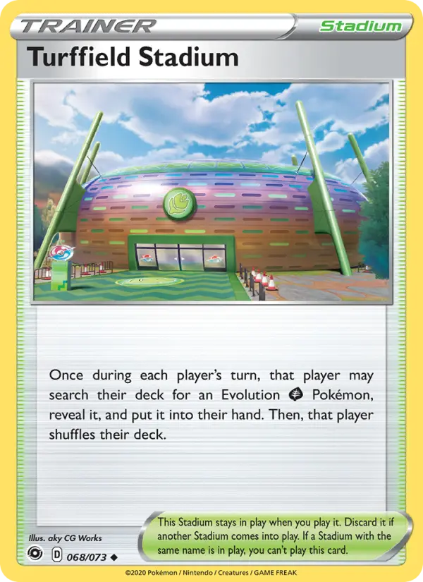 Turffield Stadium Uncommon Pokemon card #68 from Champion's Path