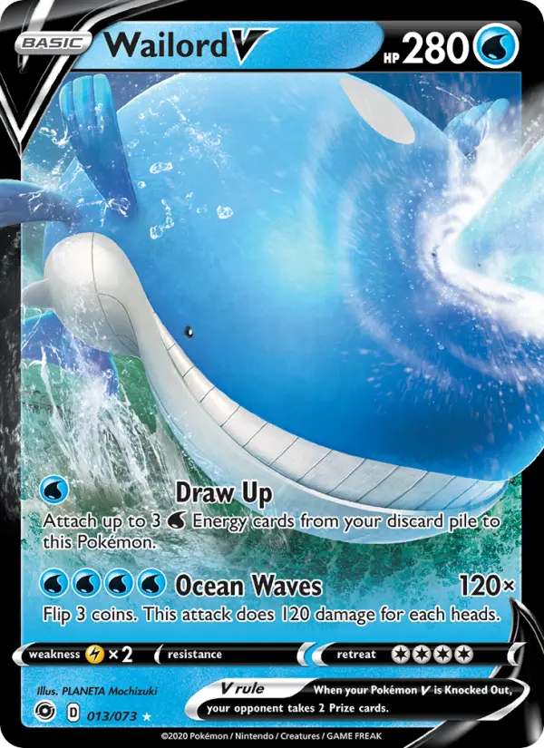 Wailord V Holo Rare V Pokemon card #13 from Champion's Path