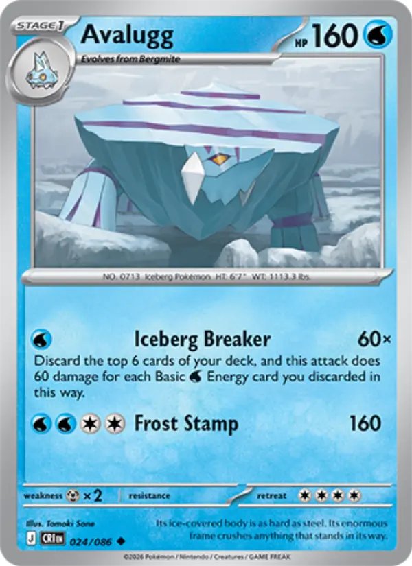 Avalugg Uncommon Pokemon card #024 from Chaos Rising