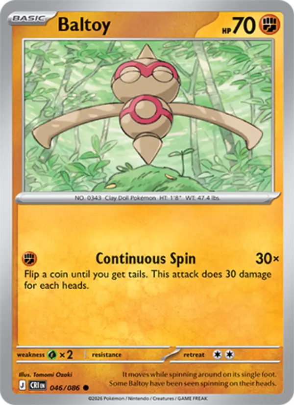 Baltoy Common Pokemon card #046 from Chaos Rising