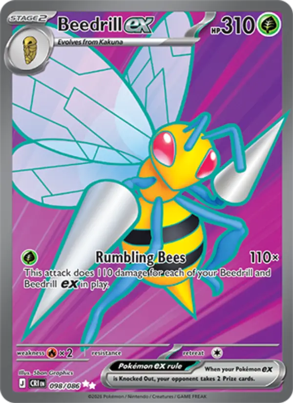 Beedrill ex Ultra Rare Pokemon card #098 from Chaos Rising