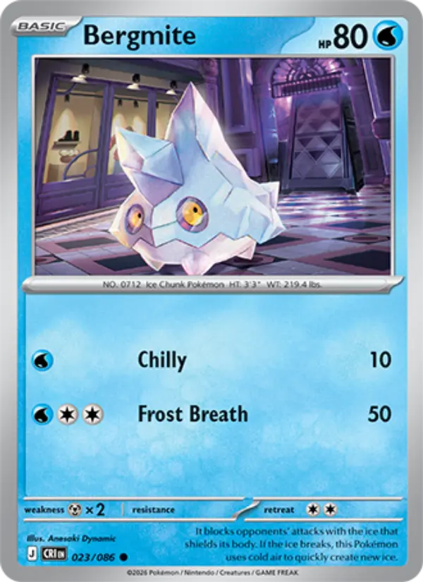 Bergmite Common Pokemon card #023 from Chaos Rising