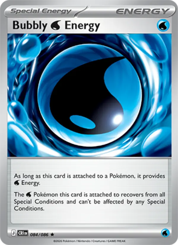 Bubbly Water Energy Rare Pokemon card #084 from Chaos Rising