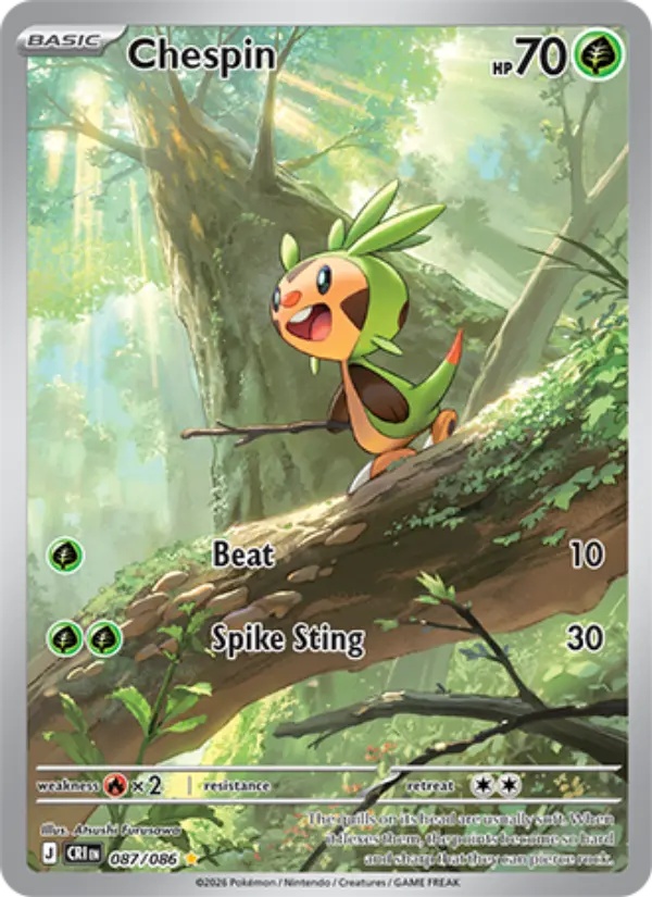 Chespin Illustration rare Pokemon card #087 from Chaos Rising