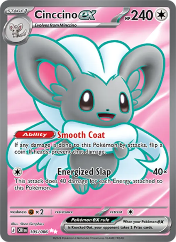 Cinccino ex Ultra Rare Pokemon card #105 from Chaos Rising