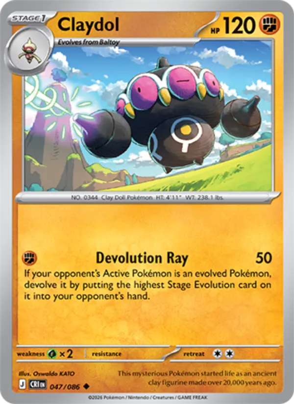 Claydol Uncommon Pokemon card #047 from Chaos Rising
