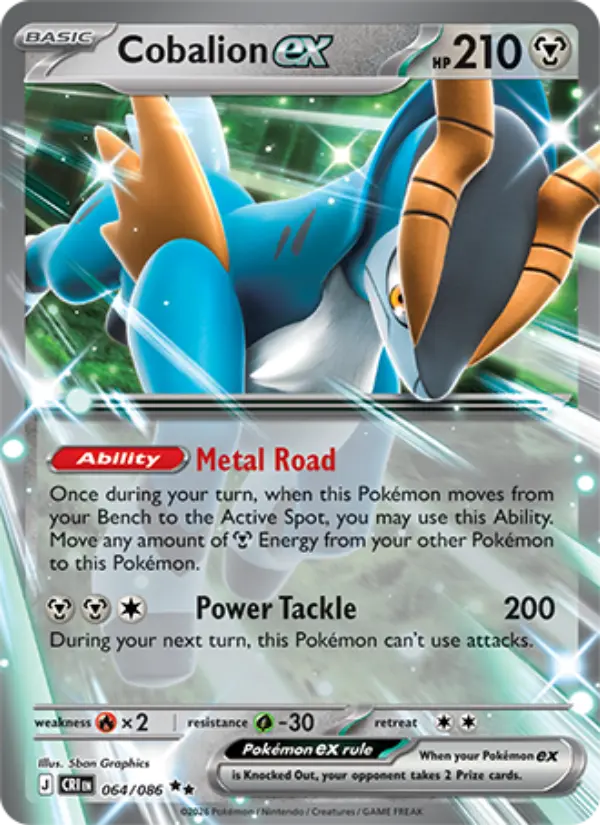 Cobalion ex Double rare Pokemon card #064 from Chaos Rising