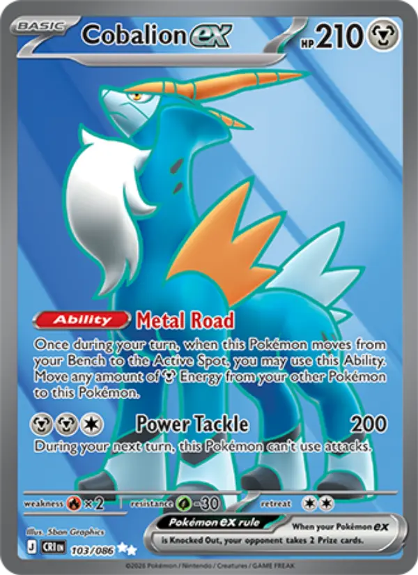 Cobalion ex Ultra Rare Pokemon card #103 from Chaos Rising
