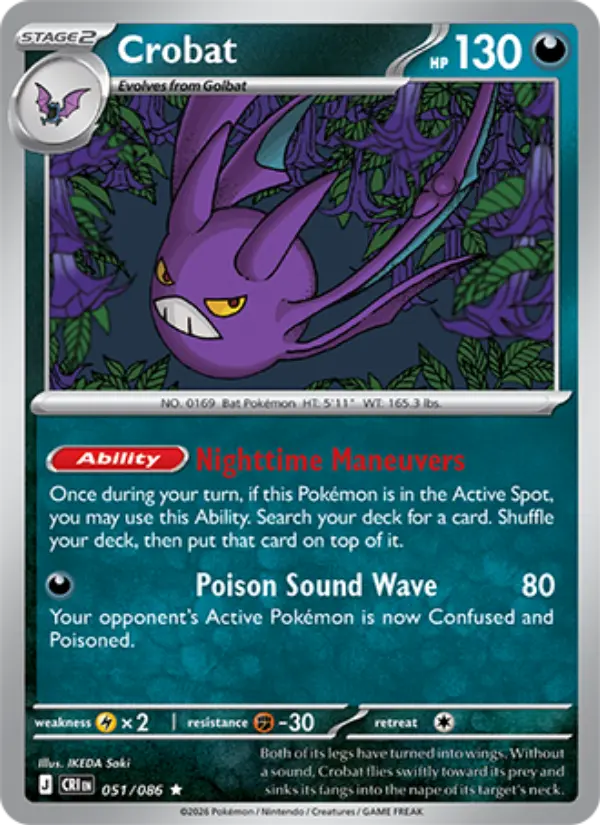 Crobat Rare Pokemon card #051 from Chaos Rising