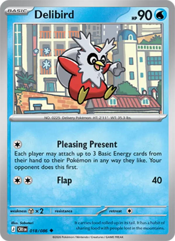 Delibird Uncommon Pokemon card #018 from Chaos Rising