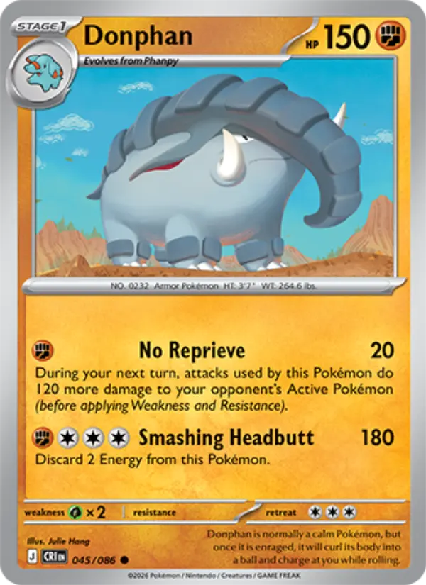 Donphan Common Pokemon card #045 from Chaos Rising