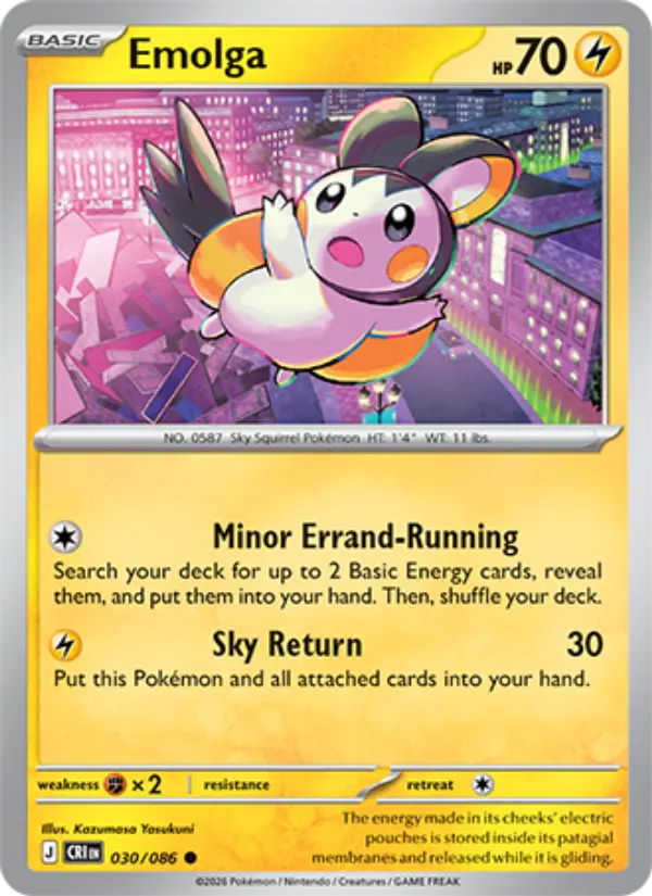 Emolga Common Pokemon card #030 from Chaos Rising