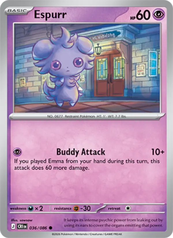 Espurr Common Pokemon card #036 from Chaos Rising
