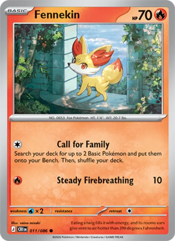 Fennekin Common Pokemon card #011 from Chaos Rising