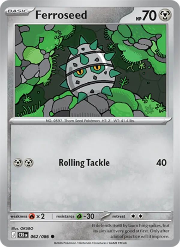 Ferroseed Common Pokemon card #062 from Chaos Rising
