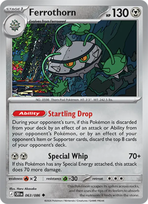 Ferrothorn Uncommon Pokemon card #063 from Chaos Rising