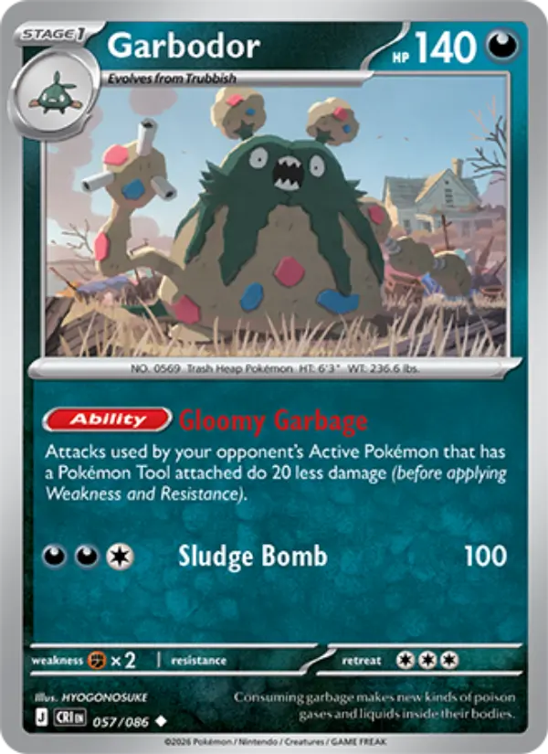 Garbodor Uncommon Pokemon card #057 from Chaos Rising