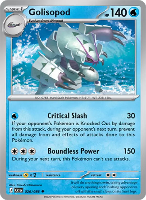 Golisopod Uncommon Pokemon card #026 from Chaos Rising