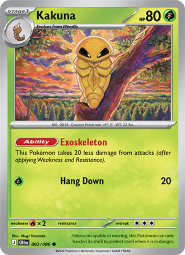 Kakuna Common Pokemon card #002 from Chaos Rising