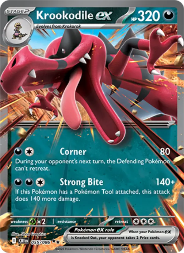 Krookodile ex Double rare Pokemon card #055 from Chaos Rising