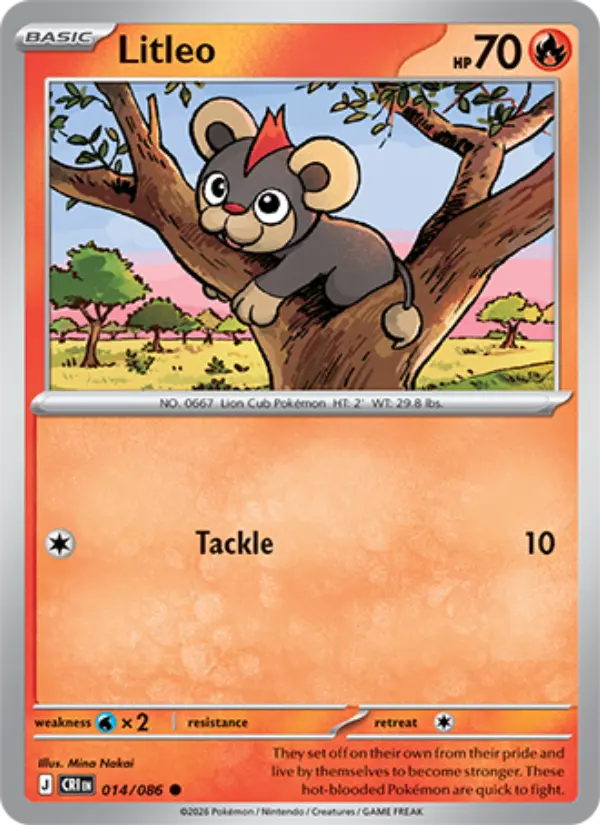 Litleo Common Pokemon card #014 from Chaos Rising
