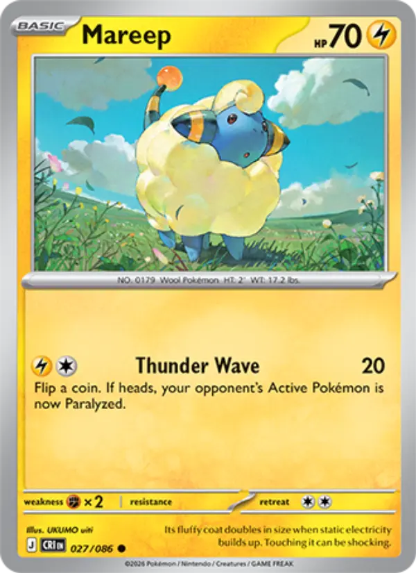 Mareep Common Pokemon card #027 from Chaos Rising