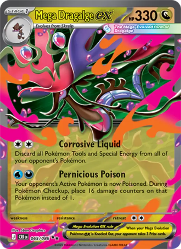 Mega Dragalge ex Double rare Pokemon card #065 from Chaos Rising
