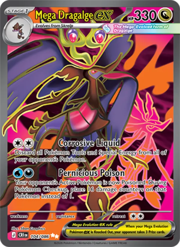 Mega Dragalge ex Ultra Rare Pokemon card #104 from Chaos Rising