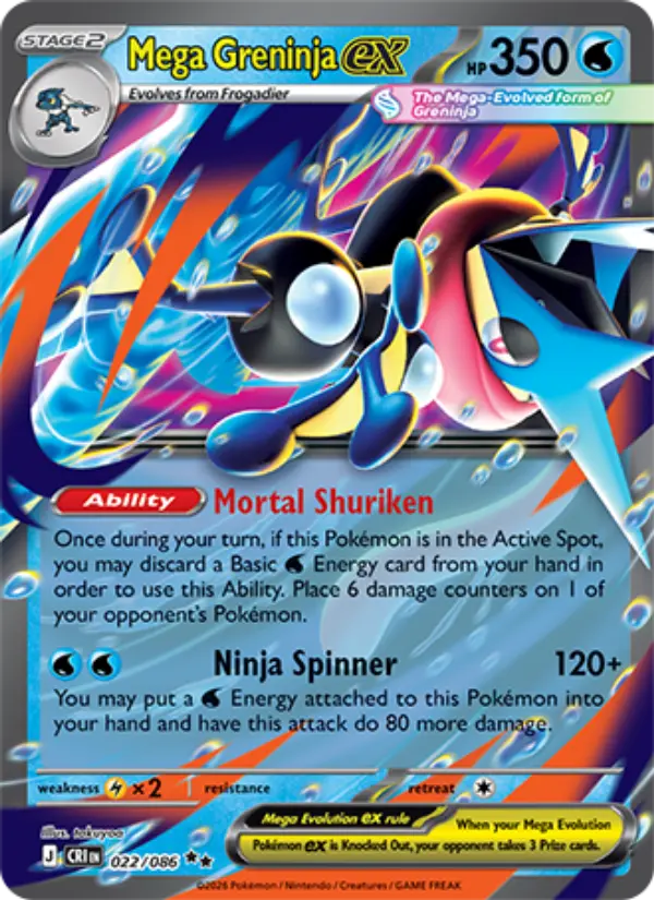 Mega Greninja ex Double rare Pokemon card #022 from Chaos Rising