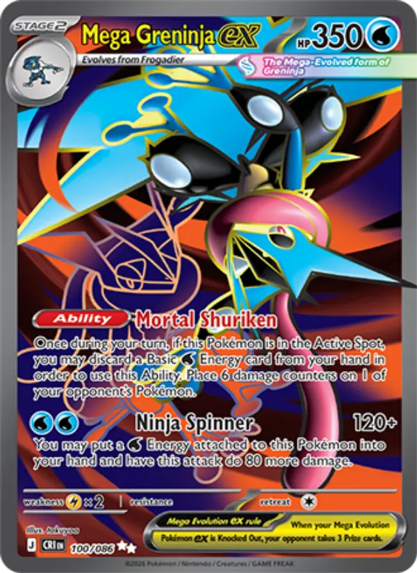 Mega Greninja ex Ultra Rare Pokemon card #100 from Chaos Rising