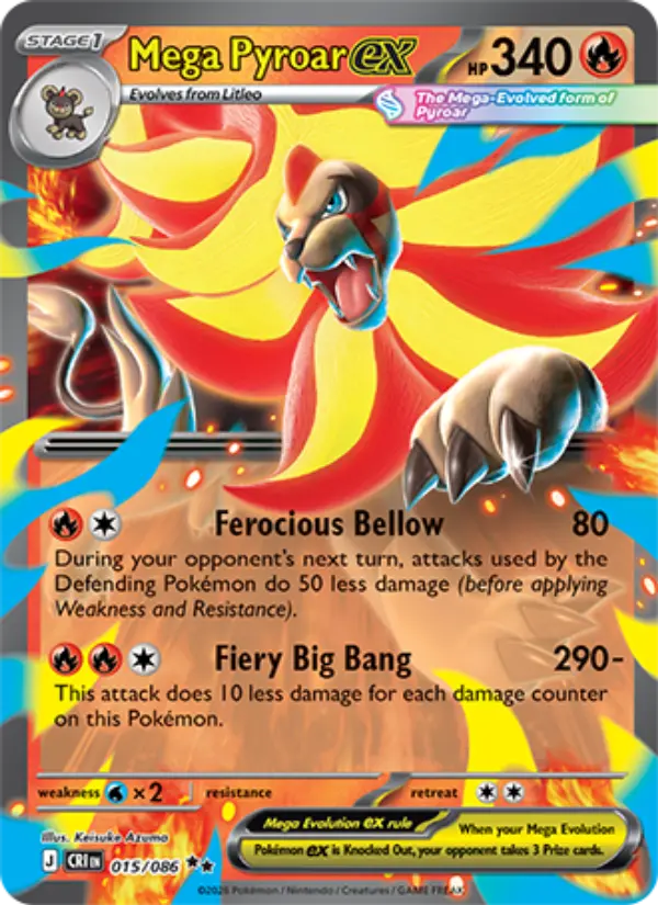 Mega Pyroar ex Double rare Pokemon card #015 from Chaos Rising